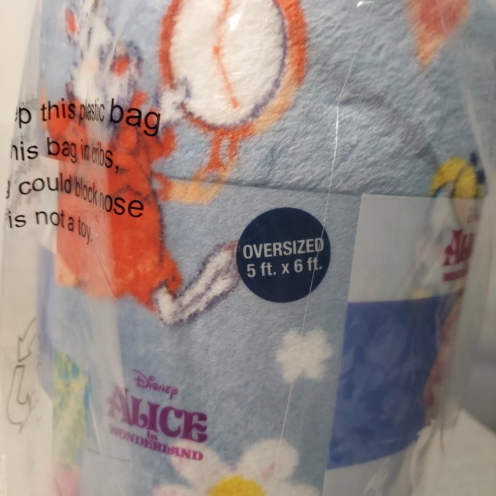 Disney Alice in Wonderland The Big One‎ Plush Throw Blanket Blue Oversized 5x6ft